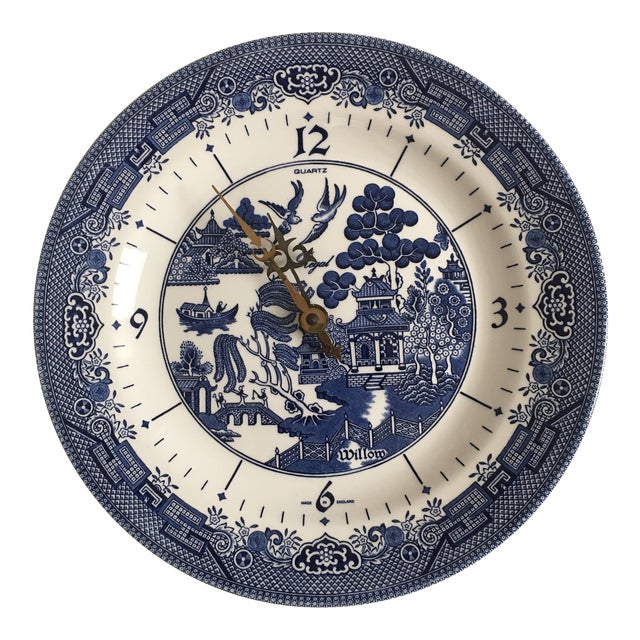 Churchill England "Blue Willow" Ceramic Plate Wall Clock Chairish