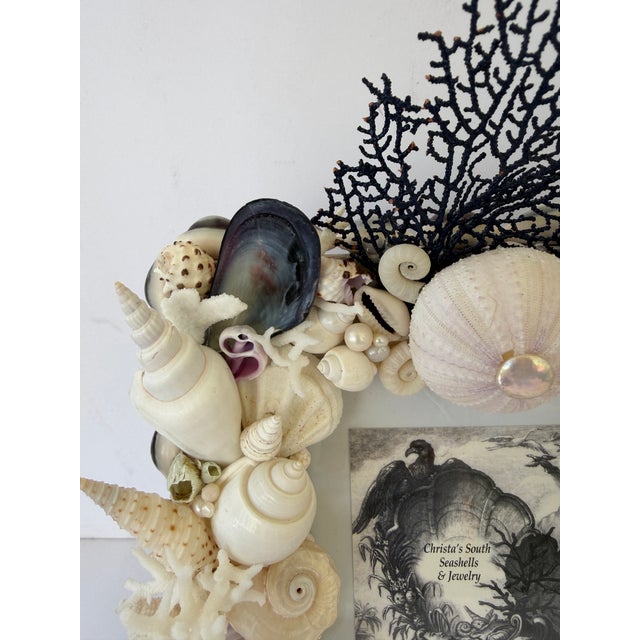 2020s Custom CSS Seashell Frame in White & Purple Shells For Sale - Image 5 of 9