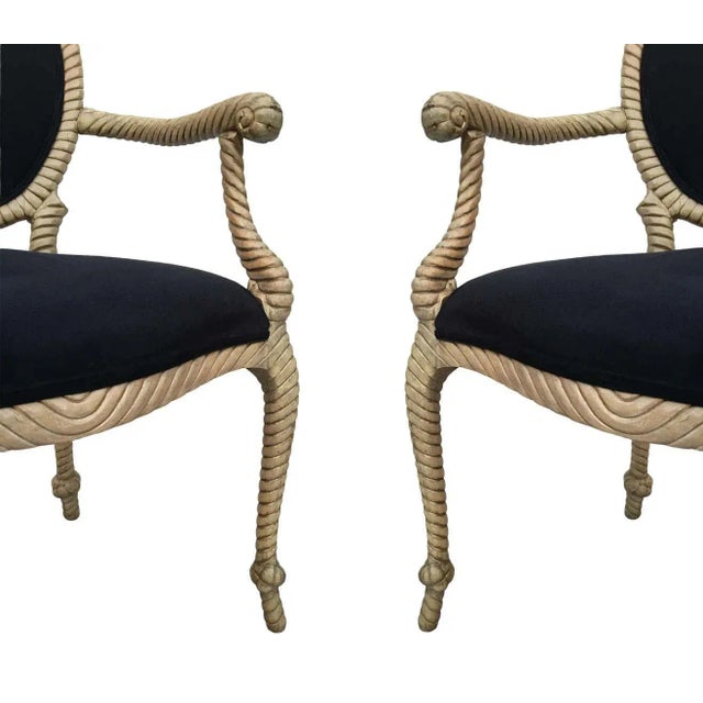 Italian Comini & Modonutti Carved Knotted Rope Chairs - Set of 8 For Sale - Image 4 of 8