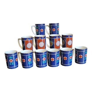 Vintage Neiman Marcus Imari Style Coffee or Tea Mug Set- 12 Pieces For Sale