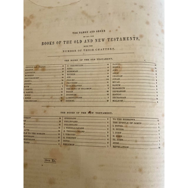 Mid 19th Century Mid 19th Century Holy Bible With a Leather Embossed Binding/Cover Circa 1851 For Sale - Image 5 of 12