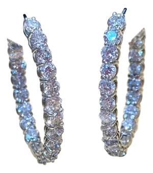 10.5 Carat Diamond Inside Out Hoop Gala Cocktail Earrings in 14 Karat White Gold