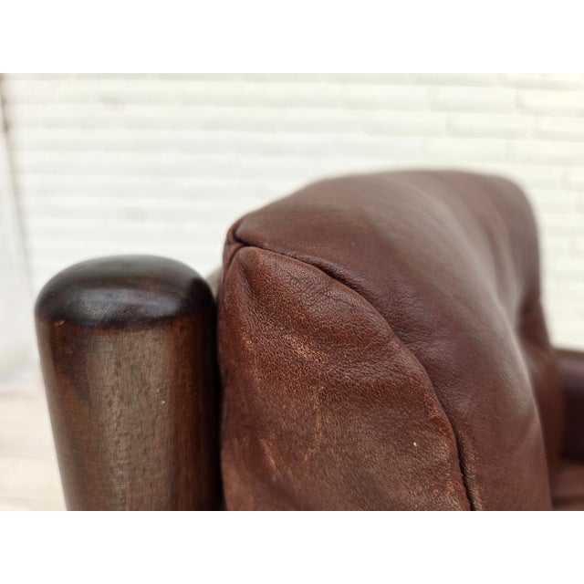 1970s Vintage Scandinavian Armchair in Furniture Leather and Beech, 1970s For Sale - Image 5 of 18