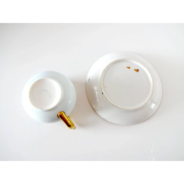 Antique 1920s Noritake Pale Blue Forget-Me-Nots and Pink Roses Porcelain Tea Cup and Saucer For Sale In San Francisco - Image 6 of 7