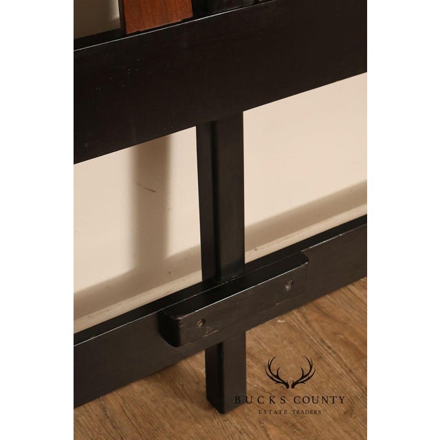 Black Mid Century Modern King Size Headboard with Ebony Frame and Walnut Bentwood Slats For Sale - Image 8 of 18