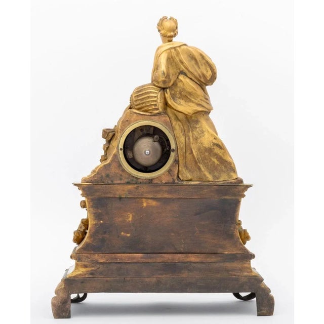 French Empire Gilt Bronze Figural Clock For Sale - Image 13 of 14
