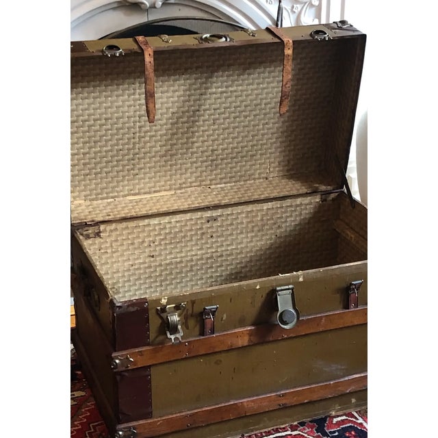 Mid-Century Modern Large Antique Travel Trunk For Sale - Image 3 of 3