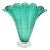 Vintage Murano Green Iridescent Gold Flecks Bubbles Italian Art Glass Fan Shape Scalloped Rim Flower Vase For Sale