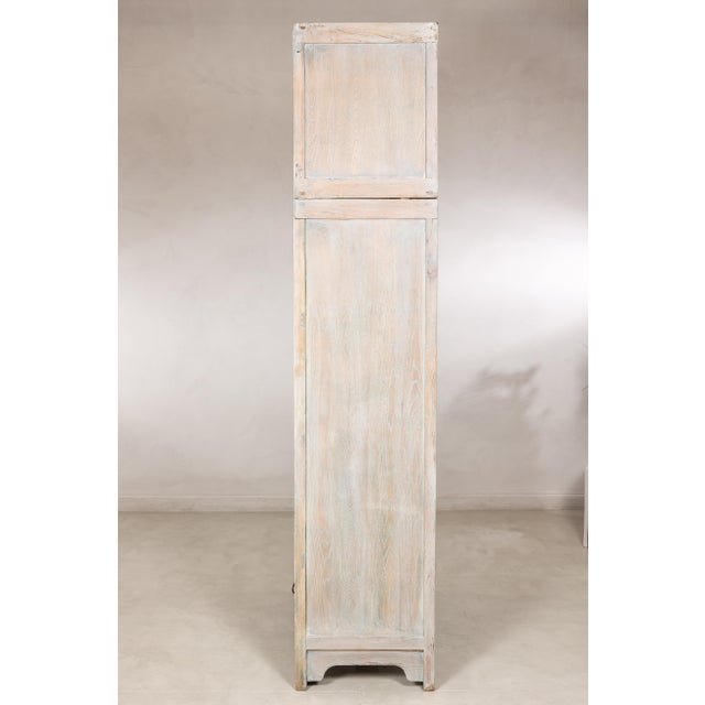 Tan Vintage Chinese Whitewashed Elm Compound Cabinet, Mid-20th Century For Sale - Image 8 of 17
