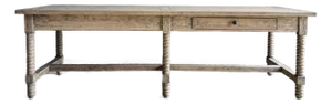 One of a Kind Reclaimed Work or Dining Table With Turned Legs & Working Drawers