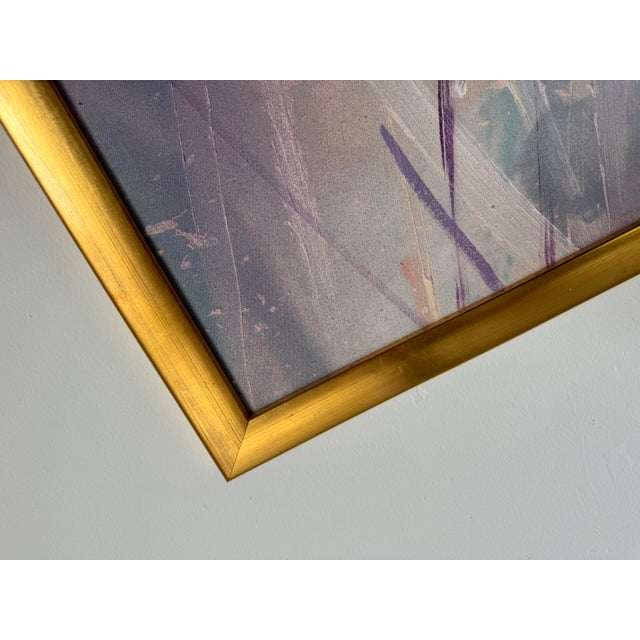 Purple Large - 1980s Vintage Abstract Wildflowers Landscape Acrylic on Canvas Painting For Sale - Image 8 of 11