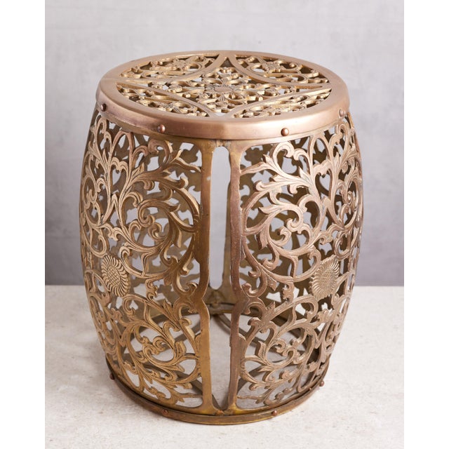 1960s Chinoiserie Brass Stool For Sale - Image 9 of 11