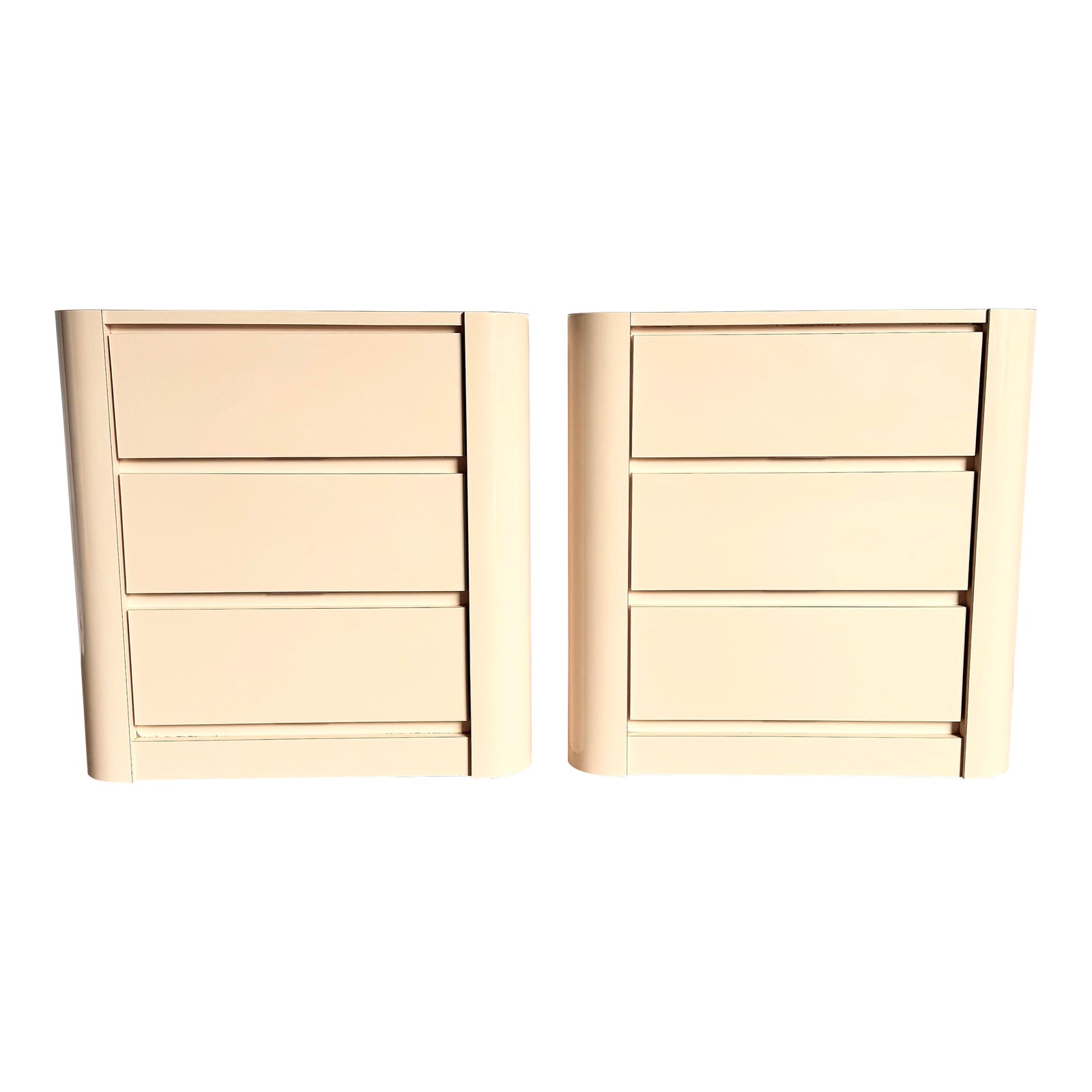 Postmodern Light Pink Laminate Commodes/Nightstands - A Pair | Chairish