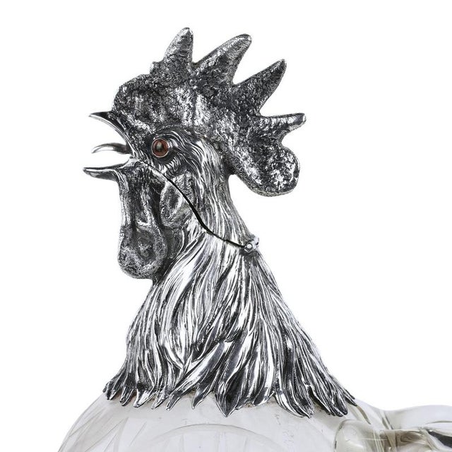 Glass and Silver Rooster Jug from J.D. Schleissner Söhne, Hanau, Germany, Late 19th Century For Sale - Image 5 of 12