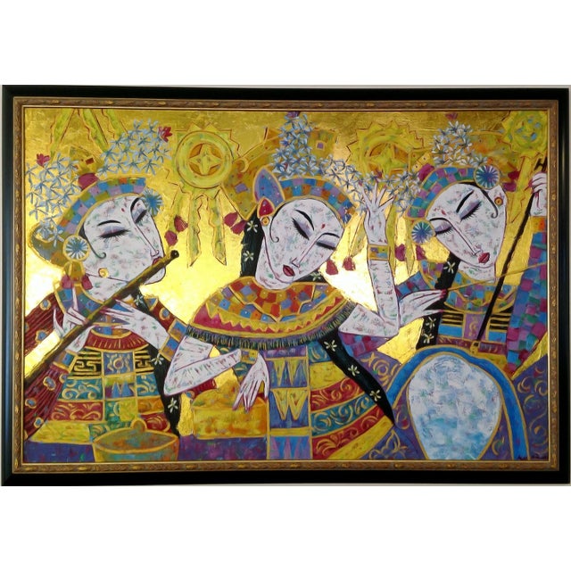 Oil painting mix-media gold leaf.