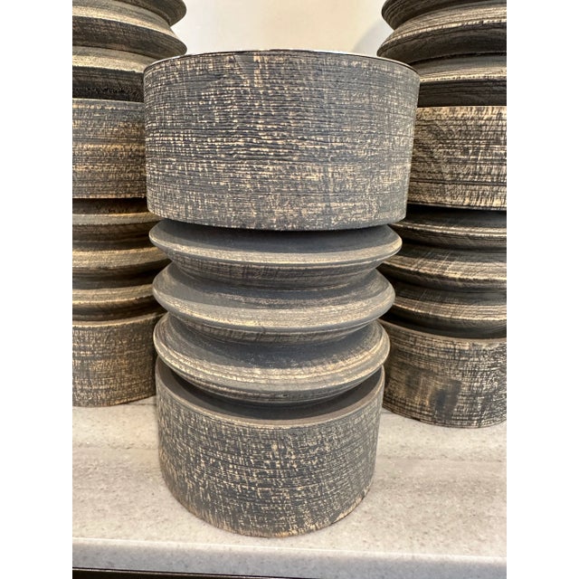 Contemporary Studio A Home Weathered Large Scale Candle Holders - Set of 3 For Sale - Image 3 of 8