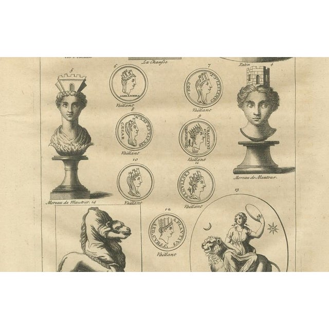 After Bernard de Montfaucon, Cybele, Magna Mater Classical Goddess Statues and Medals, 1721, Engraving For Sale - Image 4 of 9