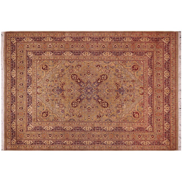 Textile Medallion 1990's Beautiful Pak-Persian Green/Green Wool Rug - 9'2'' X 11'8'' For Sale - Image 7 of 8