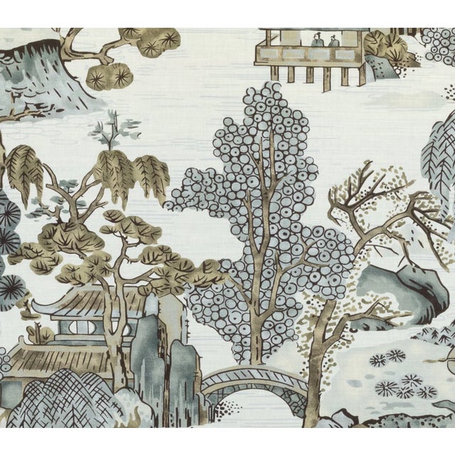 Thibaut Asian Scenic Pillow Cover in Grey For Sale - Image 4 of 4