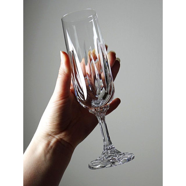Vintage Cut Crystal Champagne Flutes from Villeroy & Boch, 1960s, Set of 4 For Sale - Image 4 of 11