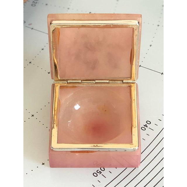 Vintage 1960s Hand Carved and Hand Painted Square Alabaster Hinged Box ...