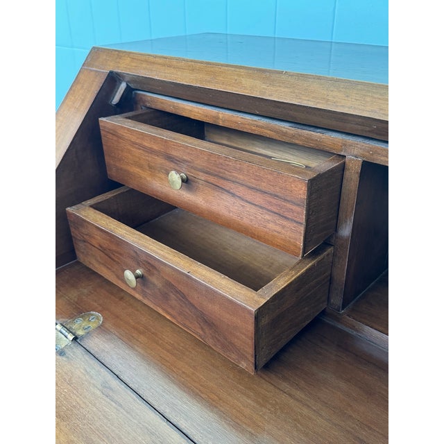 Italian Walnut Secretaire with Drop-Leaf, 1950s For Sale - Image 17 of 18