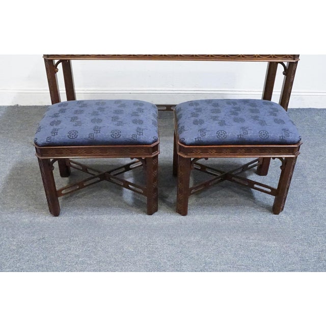 Hickory Chair Banded Mahogany Traditional Chippendale 51" Accent Sofa Table W. Two Benches 150-10 For Sale In Kansas City - Image 6 of 13