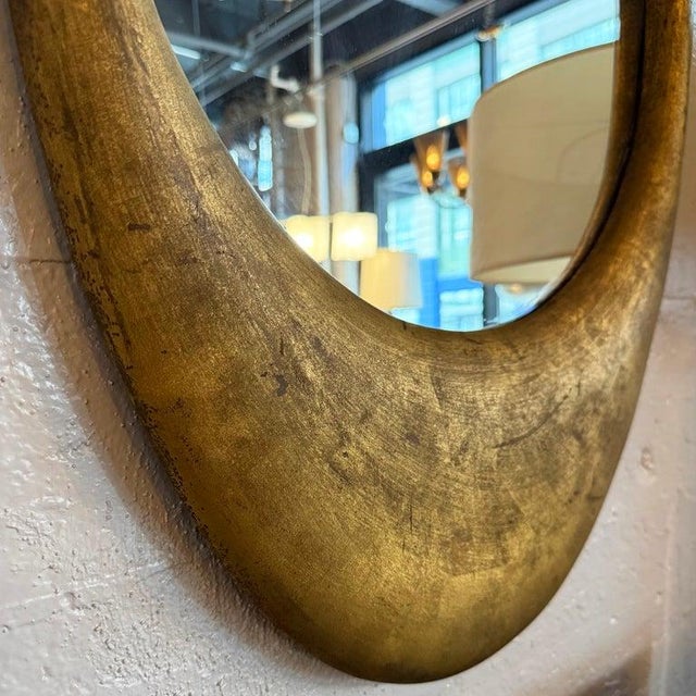 Antique Early 20th Century Cast Zinc Metal Gilt Oval Mirror For Sale In New York - Image 6 of 9