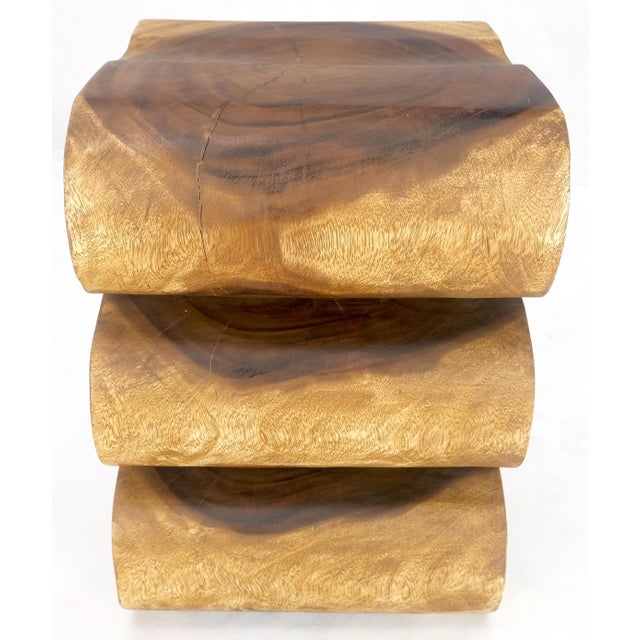 Snake Shape One Piece Carved Solid Walnut Square Top Stool Side Table Stand MINT For Sale - Image 9 of 12