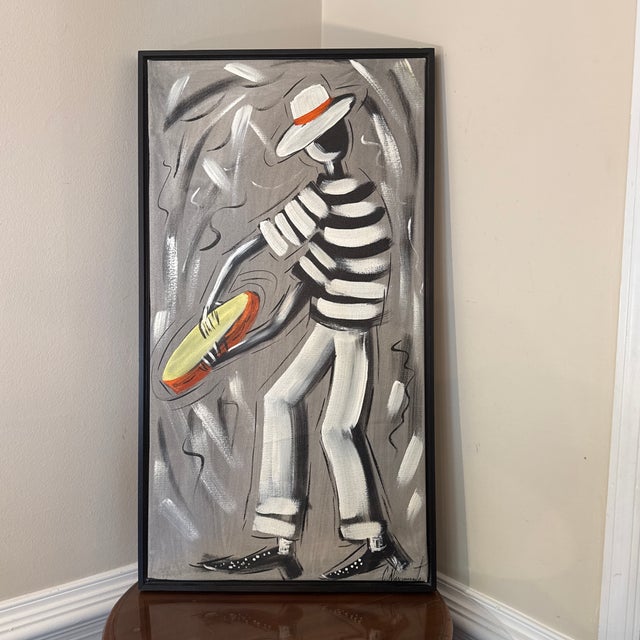 Black 1970s Vintage Abstract Portrait Painting For Sale - Image 8 of 9