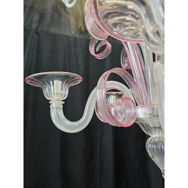 Pink Murano Glass Chandelier, 1980s For Sale - Image 8 of 10