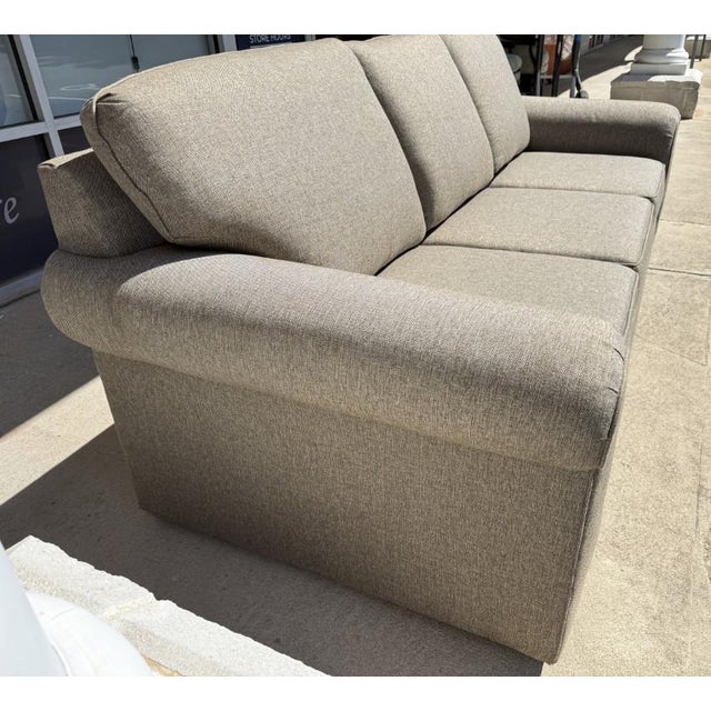 Hickory-Fry Light Brown Upholstered Sofa For Sale - Image 9 of 16