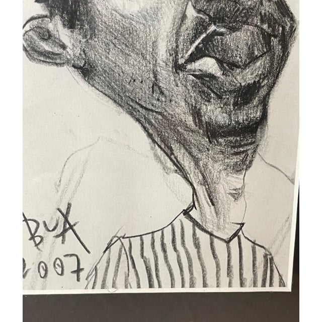 Original 2007 Justin Bua Pop Surrealism Conte Crayon Sketch Drawing Man Portrait For Sale - Image 9 of 9