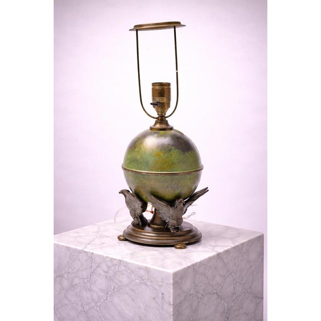Swedish Bronze and Pewter Table Lamp from Ystad Metall, 1930s For Sale - Image 4 of 7