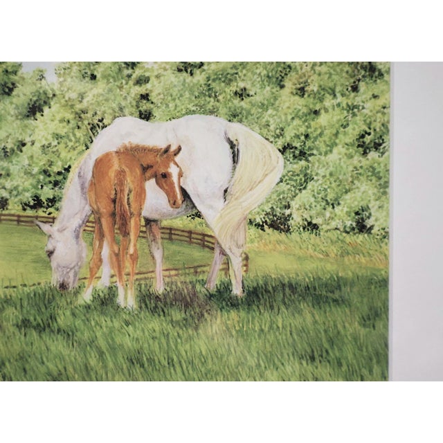 Farmhouse Mare and Foal Horse Painting, Pamela Baldwin Original Mixed Media For Sale - Image 3 of 5
