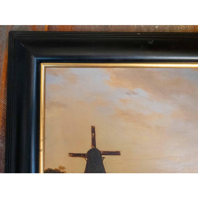 Early 19th Century 19th Century Dutch Luminist Old Master Style Oil Painting With Windmill For Sale - Image 5 of 18