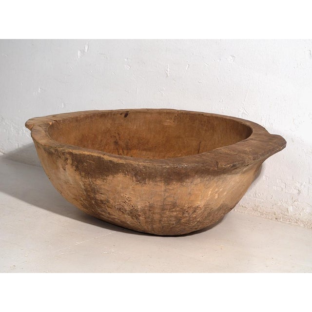 Tan Large Antique Primitive Style Bowl, 1900 For Sale - Image 8 of 11