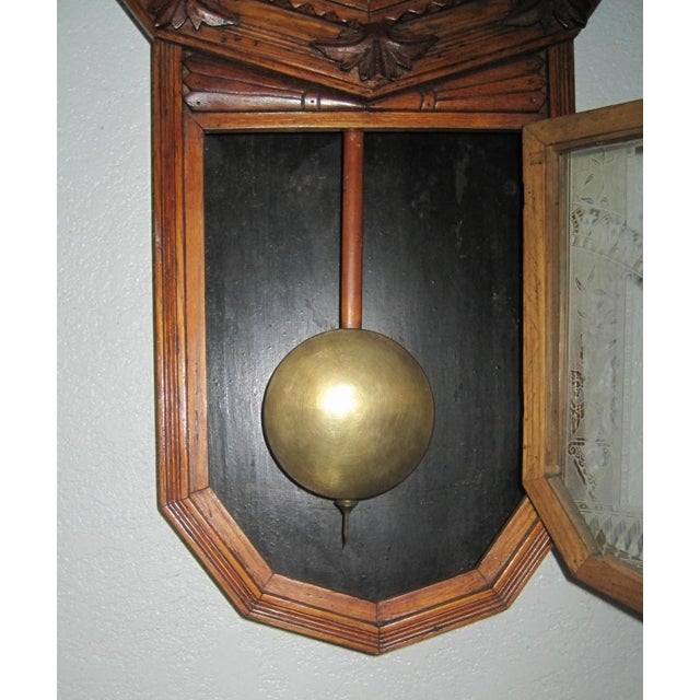 Mid 19th Century School clock with date hand, and etched glass door