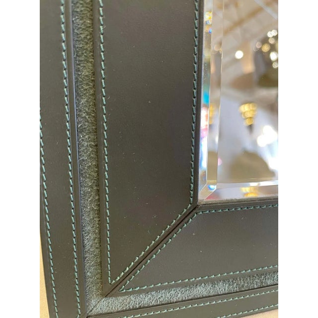 Late 20th Century Original Vintage Rolex Swiss-Made Green Stitched Leather Display Mirror For Sale - Image 5 of 11