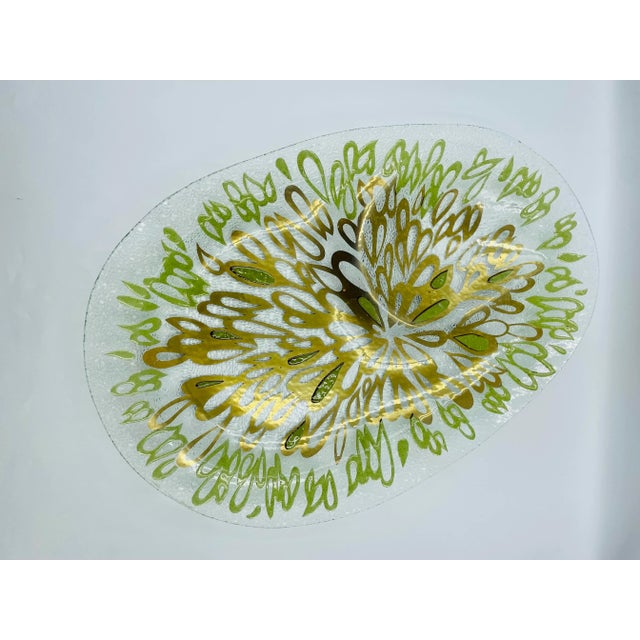 Transparent Vintage Dorothy Thorpe "Raindrops" Pattern Gilt & Enamel Indented Serving Platter For Sale - Image 8 of 12
