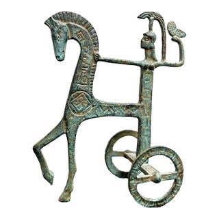Athena on Her Chariot Ancient Greek Style Mid-Century Modern Horse Sculpture For Sale