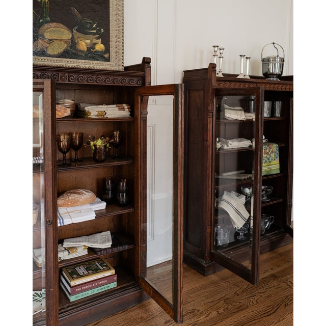 Early 20th Century Carved Oak Vitrine For Sale - Image 9 of 9