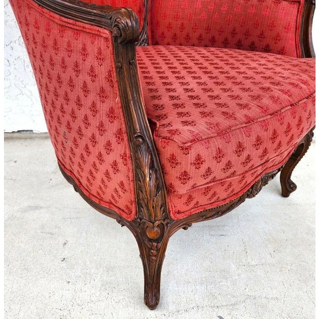 Antique French Chair Bergere Walnut For Sale In Miami - Image 6 of 12