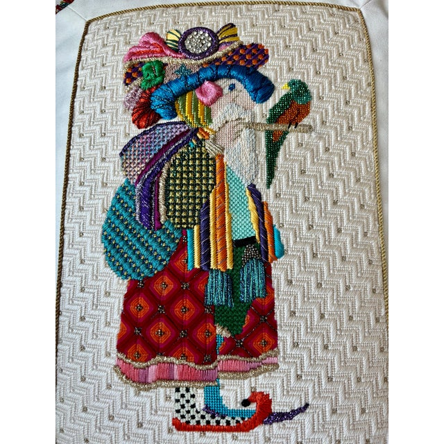 1999 Whimsical Handmade Folk Art Pillow For Sale - Image 13 of 15