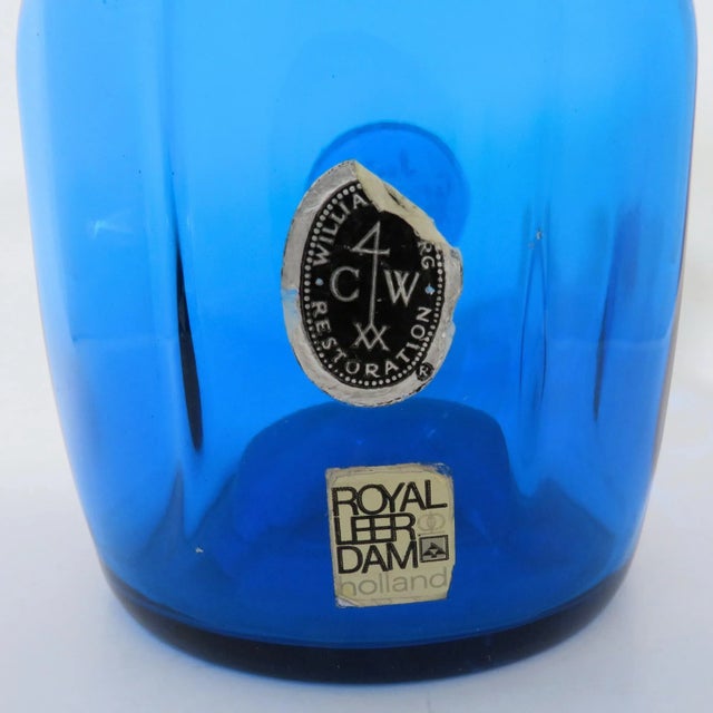 Royal Leerdam Mediterranean Blue Bottle For Sale - Image 4 of 8