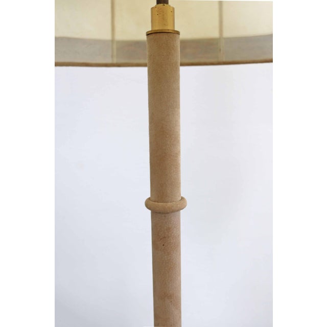Mid-Century Modern Floor Lamp in Leather, Parchment and Brass by Charlotte Waver, 1960s-1970s For Sale - Image 3 of 13
