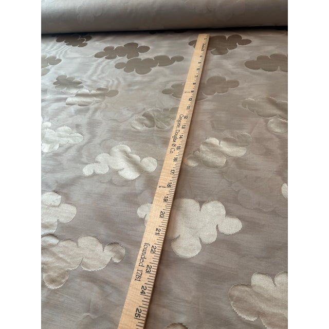 1990s 18 1/4 Yards of Clarence House Moire. Silk and Rayon Blend. Cloud Motif. Taupe For Sale - Image 5 of 9