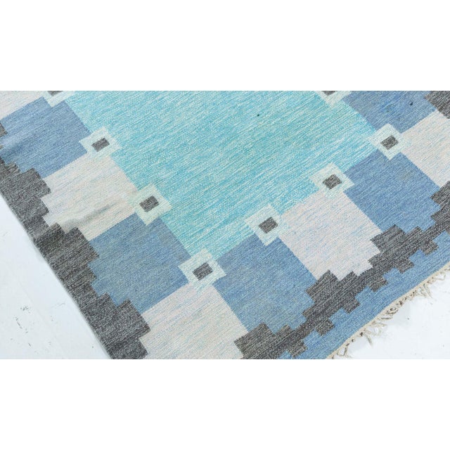 Doris Leslie Blau Vintage Swedish Flat Woven Rug by Ingegerd Silow For Sale - Image 4 of 6