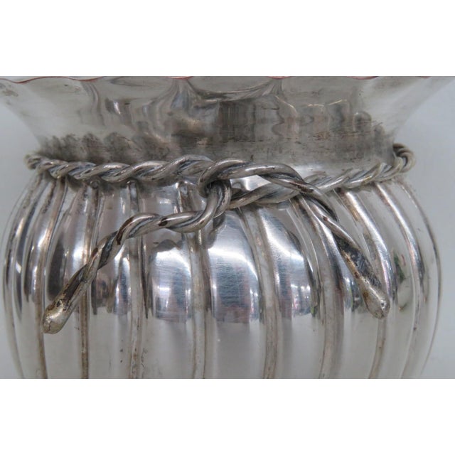 Early 20th Century Silver Plated Cachepot Rose Bowl Round Fluted Flower Vase Ruffle Rim 5072b For Sale - Image 5 of 10
