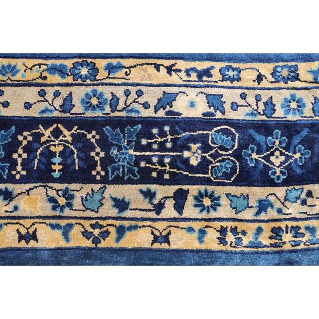 Textile 19th Century Floral Blue Peking Rug 11'x14' For Sale - Image 7 of 7